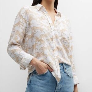 Rails Charli Cheetah Print Linen Blend Button-up Shirt Gold Cheetah Womens Small